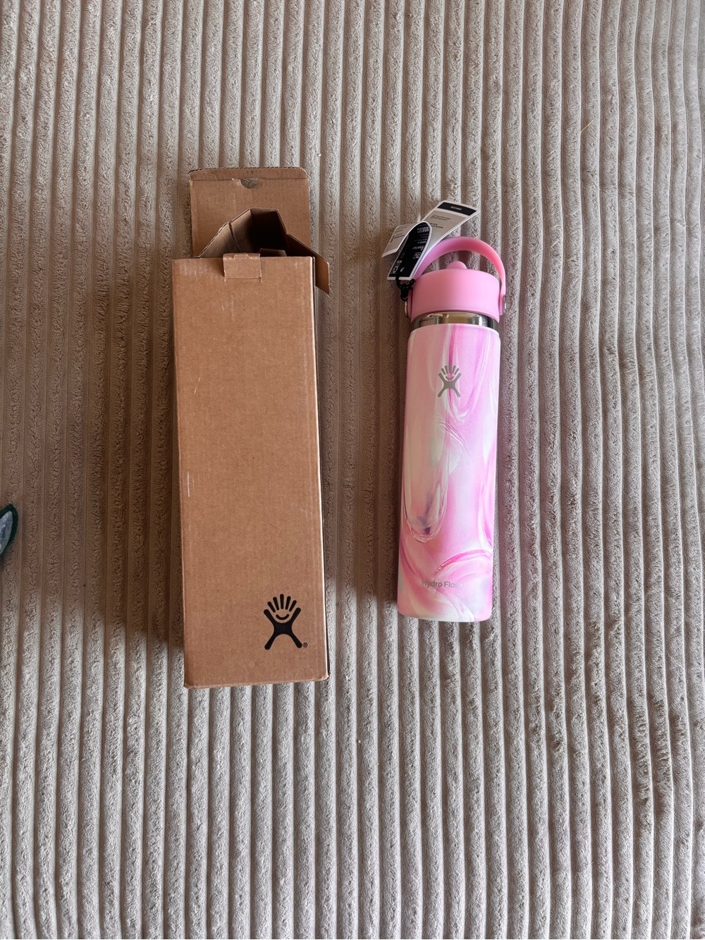 Hydro Flask Pink Marble Kids Bottle with Carry Loop